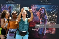 SANTA MONICA, CALIFORNIA - JUNE 29: Fans pose at the many photo-op stations at the Netflix's "Stranger Things" Season 3 Fun Fair at Santa Monica Pier on June 29, 2019 in Santa Monica, California. (Photo by Amy Sussman/Getty Images)