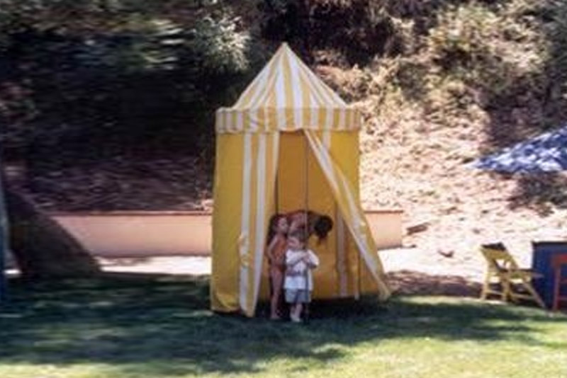 Beach Cabana Yellow Stripe Los Angeles Partyworks Inc Beach Cabana