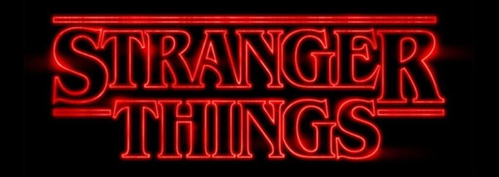 Neon sign displaying the Stranger Things logo in red for themed events.