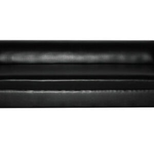 Modern black leather sofa for corporate and private event rentals in Los Angeles.