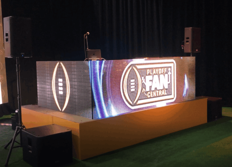 LED video DJ booth with vibrant display for parties and festivals. Perfect for corporate events, pri.