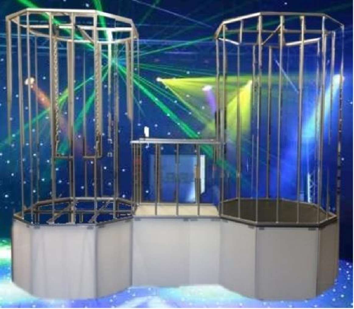 Double Trouble Dance Cage Rental | Dual Octagon Cages rental for events in Los Angeles, Orange County, and nationwide