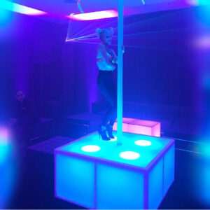 LED Dance Podium with Pole Rental | Performance Platform rental for events in Los Angeles, Orange County, and nationwide