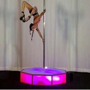 LED Octagon Dance Podium with Pole Rental | Illuminated Stage rental for events in Los Angeles, Orange County, and nationwide