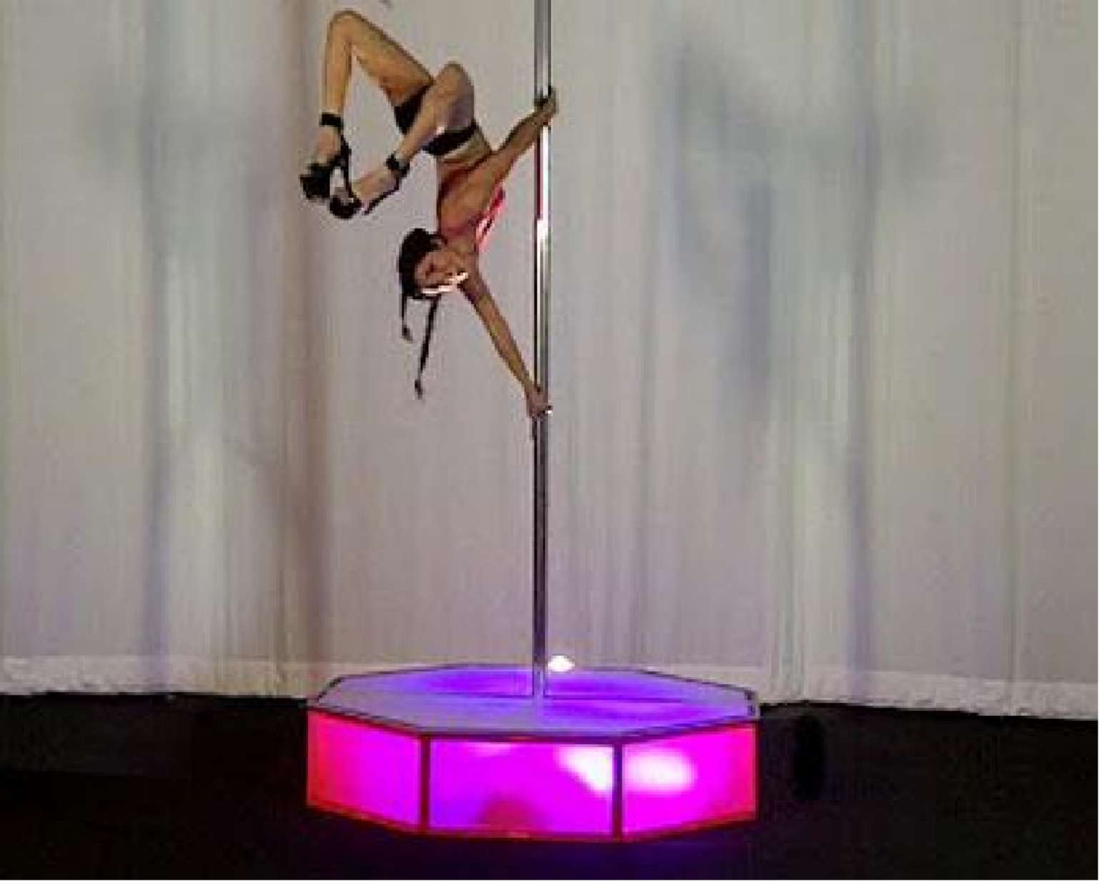 LED Octagon Dance Podium with Pole Rental | Illuminated Stage rental for events in Los Angeles, Orange County, and nationwide